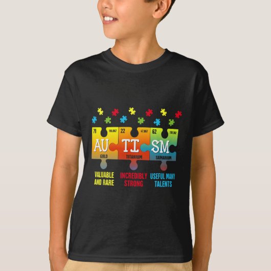 自閉症要素周期表認識度Asd男性W Tシャツ (正面)