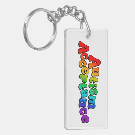 自閉症許容レインボータイポグラフィ キーホルダー (正面左)
