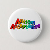 自閉症許容レインボータイポグラフィ 缶バッジ (正面)