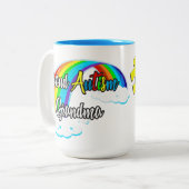 自閉症誇りを持ったおばあちゃんパズル ツートーンマグカップ (正面左)