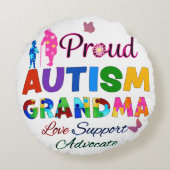 自閉症誇りを持ったおばあちゃん ラウンドクッション (裏面)