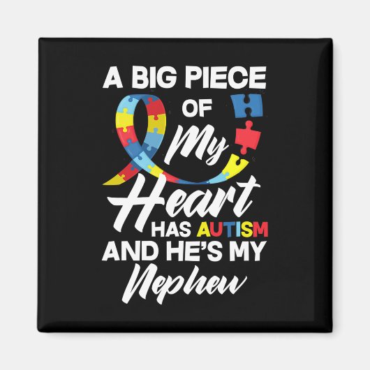 自閉症誇りを持ったおばさん自閉症の甥あわ マグネット (正面)