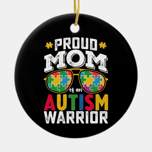 自閉症誇りを持ったの戦士の家の母 セラミックオーナメント (正面)