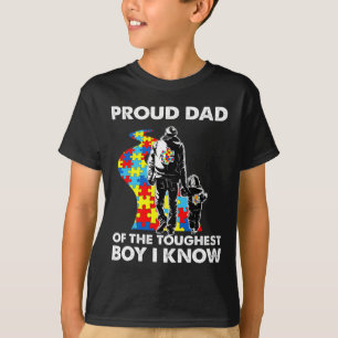 自閉症誇りを持ったパパ父子自閉症意識 Tシャツ