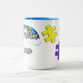 自閉症誇りを持ったママパステルパズル ツートーンマグカップ (中央)