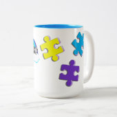 自閉症誇りを持ったママパステルパズル ツートーンマグカップ (正面右)