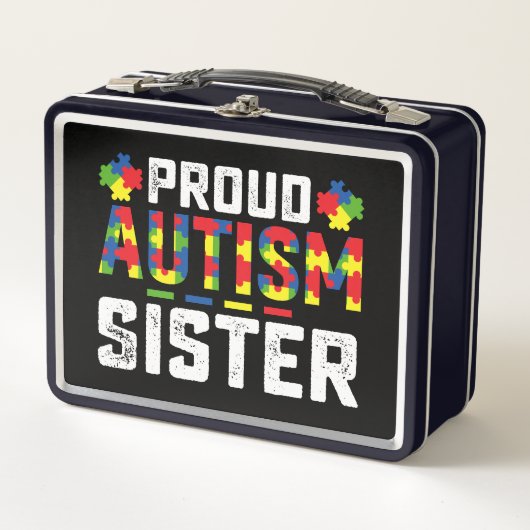 自閉症誇りを持った妹認識度自閉症ファミリー メタルランチボックス (正面)