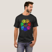 自閉症認知サインランゲージハンドパズルサポート Tシャツ (正面フル)