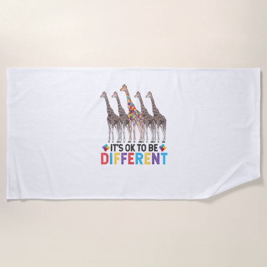 自閉症認知可愛いキリン動物大丈夫 ビーチタオル (正面)