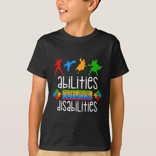 自閉症認知少年の能力が障害を上回る Tシャツ (正面)