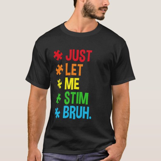 自閉症認知 自閉症の人々を応援 ストイミングが止まらない メンズ Tシャツ (正面)