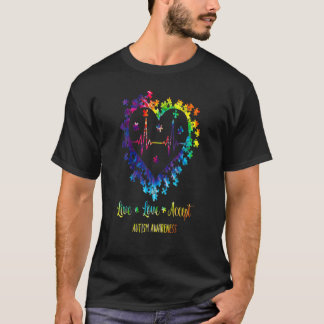 自閉症認知 自閉症 ハートビート Tシャツ