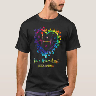 自閉症認知 自閉症 ハート ビー Tシャツ