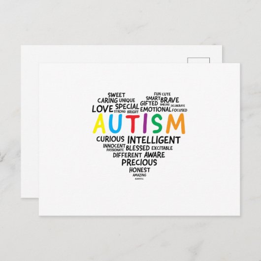 自閉症認識シャツ – 自閉症のハートシャツ インビテーションポストカード (正面/裏面)