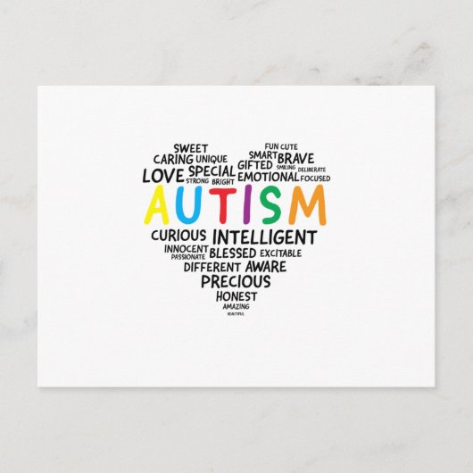 自閉症認識シャツ – 自閉症のハートシャツ インビテーションポストカード (正面)