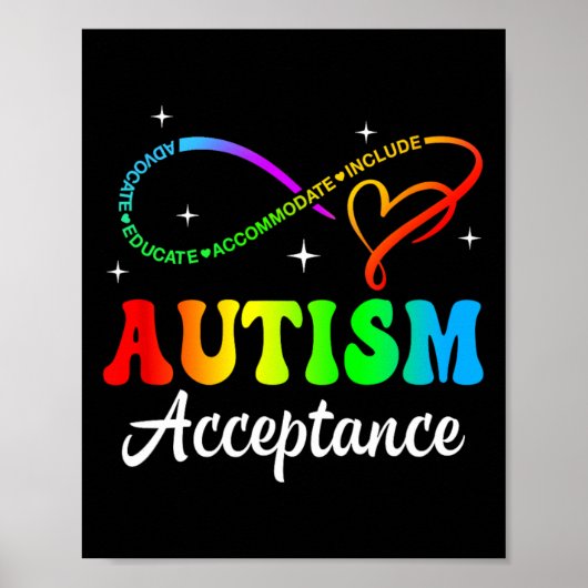 自閉症認識受容無限大シンボル男性Wo ポスター (正面)