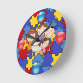 自閉症認識時計4 ラウンド壁時計 (傾斜)