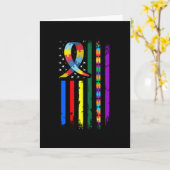 自閉症認識米国国旗 カード (黄色い花)