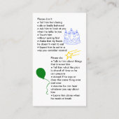 自閉症誕生日ボーイの名刺 名刺 (裏面)