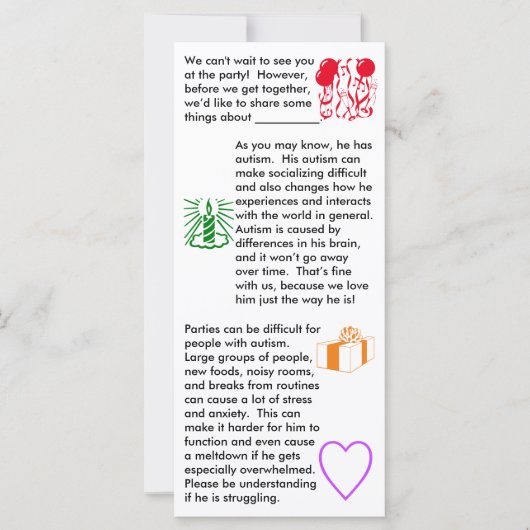 自閉症誕生日ボーイフラットカード (正面)