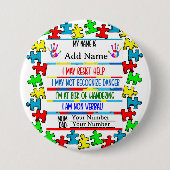 自閉症警告ノンバーバルPin 缶バッジ (正面)