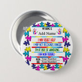 自閉症警告ノンバーバルPin 缶バッジ (正面&裏面)