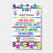 自閉症警報ノンバーバル自閉症連絡 バッジ (正面)