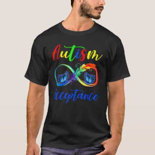 自閉症赤の代わりに無限大の受容蝶 Tシャツ