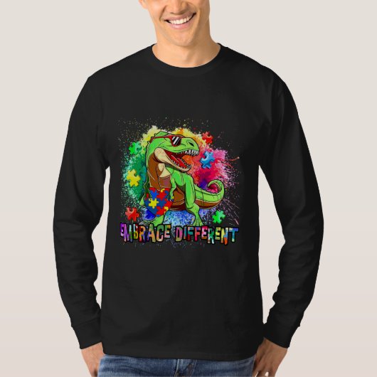 自閉症違う意識の恐竜を受け入れる Tシャツ (正面)