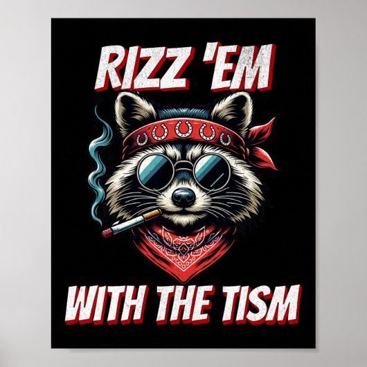 自閉症 おもしろ Rizz Em With The Tism ミーム 自閉症の O ポスター (正面)
