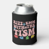 自閉症 おもしろ Rizz Em With The Tism ミーム 自閉症スペクトラム障害 缶クーラー (缶正面)