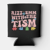 自閉症 おもしろ Rizz Em With The Tism ミーム 自閉症スペクトラム障害 缶クーラー (正面)