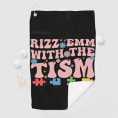 自閉症 おもしろ Rizz Em With The Tism ミーム 自閉症スペクトラム ゴルフタオル (インサイチュ)