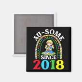 自閉症 すばらしいオーサム 2018年から啓発活動中 8歳の誕生日 マグネット (正面/裏面)