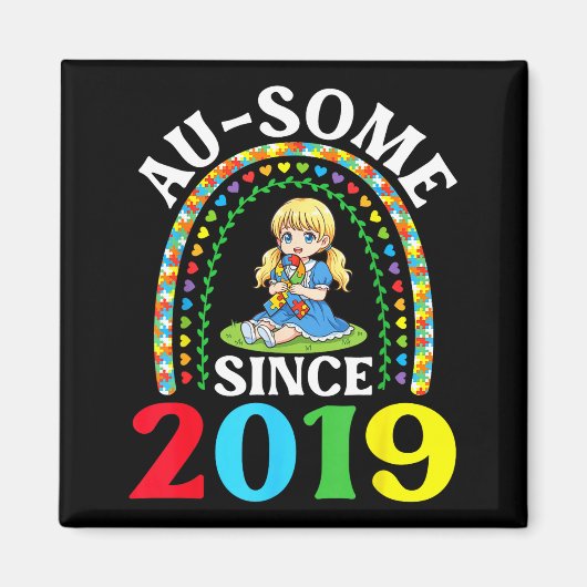 自閉症 すばらしい 2019年から 啓発 7歳の誕生日 マグネット (正面)