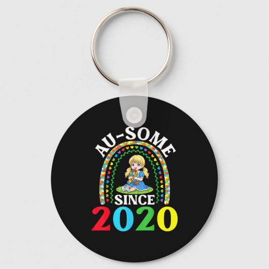自閉症 すばらしい 2020年から 啓発 6歳の誕生日 キーホルダー (正面)