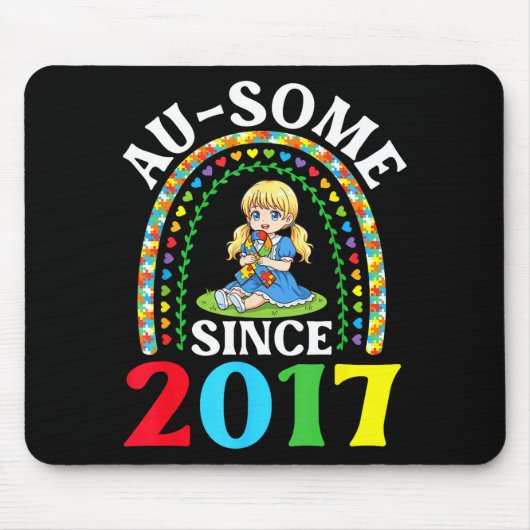 自閉症 すばらしい ausome 2017年から認知 9歳 マウスパッド (正面)