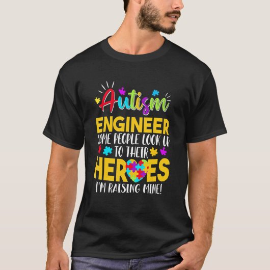 自閉症 エンジニア ヒーローを尊敬する レーズン Tシャツ (正面)