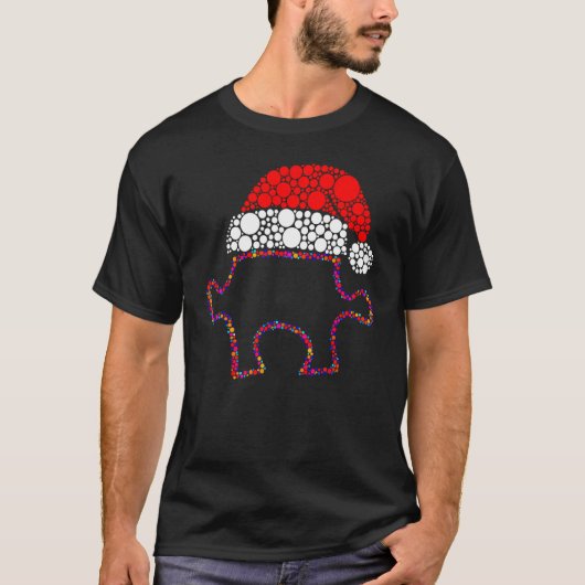 自閉症 クリスマス クリスマス帽子 パズルのピース ASD認識 Tシャツ (正面)