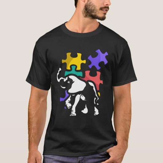 自閉症 ゾウ autiste サポート ASD Tシャツ (正面)