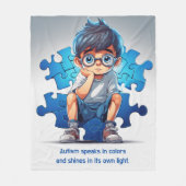 自閉症 フリースブランケット (正面)