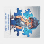 自閉症 フリースブランケット (正面(横))