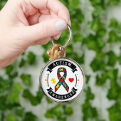 自閉症 – プレミアムラウンドキーチェーン キーホルダー (手)