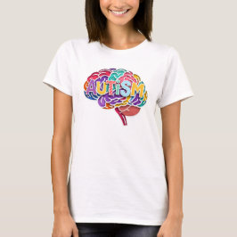 自閉症 レインボー ニューロダイバーシティ 脳 タイポグラフィ ADHD Tシャツ