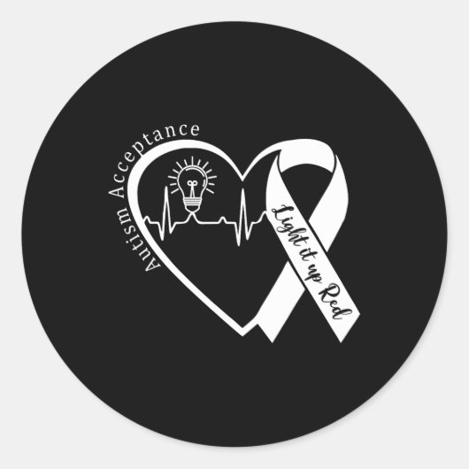 自閉症 – 代わりに赤 – 受け入れ認識度#r ラウンドシール (正面)