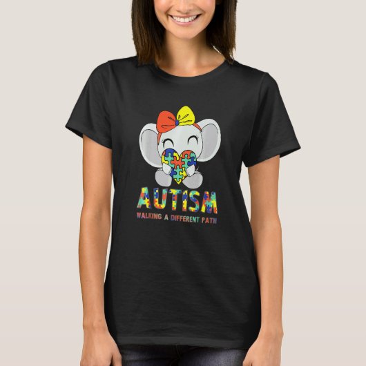 自閉症 別の道を歩く かわいい象 オーティー Tシャツ (正面)