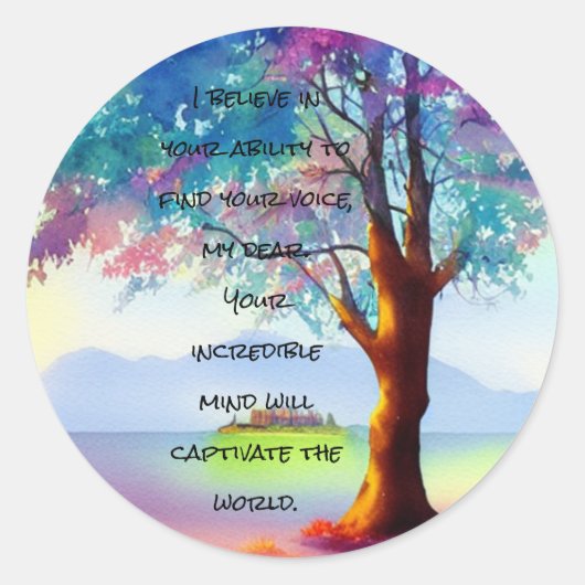 自閉症 – 力を与えるメッセージ – 心を魅了 ラウンドシール (正面)