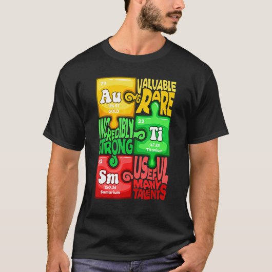 自閉症 化学元素 Tシャツ (正面)