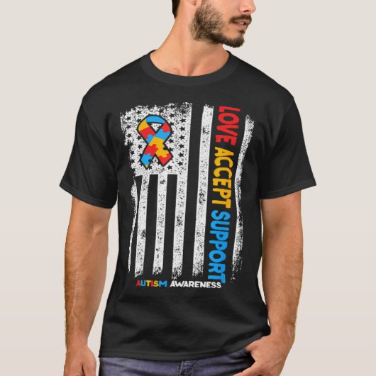 自閉症 愛を受け入れる 自閉症の理解 Tシャツ (正面)