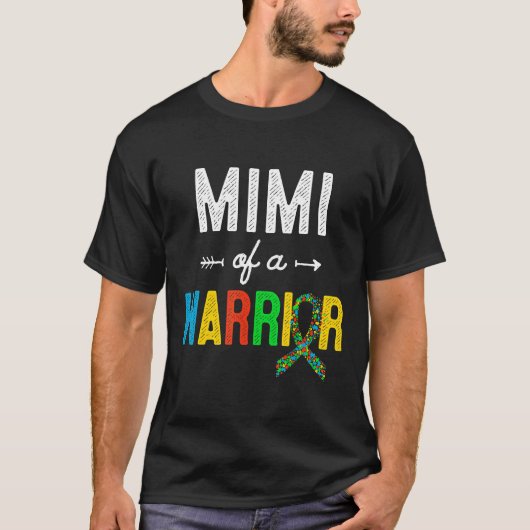 自閉症 - 戦士のミミ オティズム啓発サポート Tシャツ (正面)